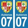 Blason Aubenas - Stickers plaque immatriculation 07