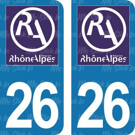 Stickers plaque immatriculation 26 ancienne région logo RA