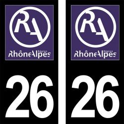 Stickers plaque immatriculation 26 ancienne région logo RA
