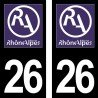 Stickers plaque immatriculation 26 ancienne région logo RA