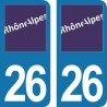 Stickers plaque immatriculation 26 Rhône-Alpes