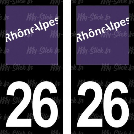 Stickers plaque immatriculation 26 Rhône-Alpes