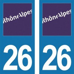Stickers plaque immatriculation 26 Rhône-Alpes