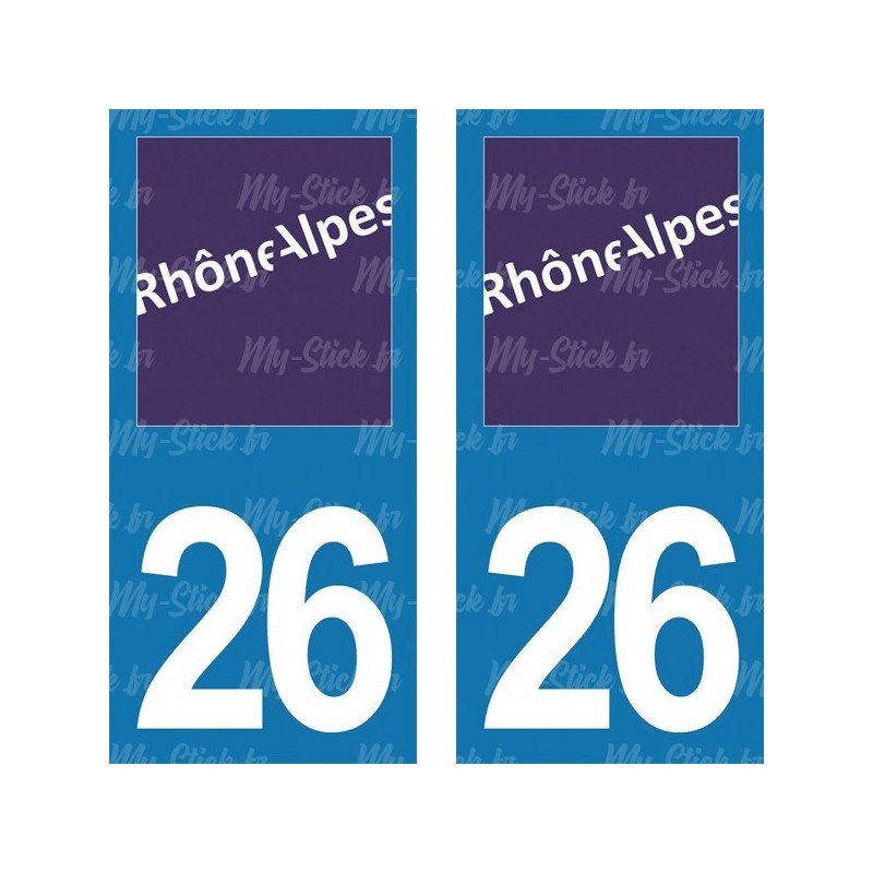 Stickers plaque immatriculation 26 Rhône-Alpes
