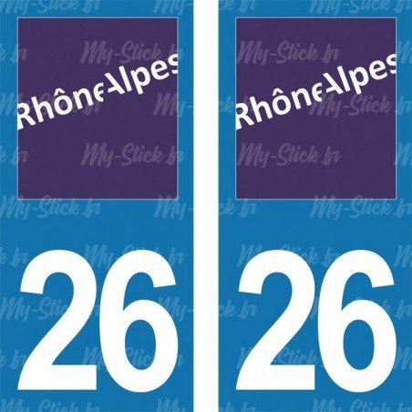 Stickers plaque immatriculation 26 Rhône-Alpes