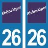 Stickers plaque immatriculation 26 Rhône-Alpes