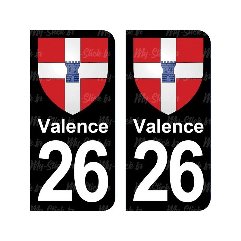 Blason Valence - Stickers plaque immatriculation 26