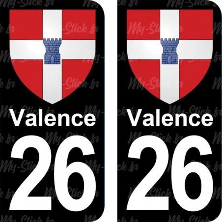 Blason Valence - Stickers plaque immatriculation 26