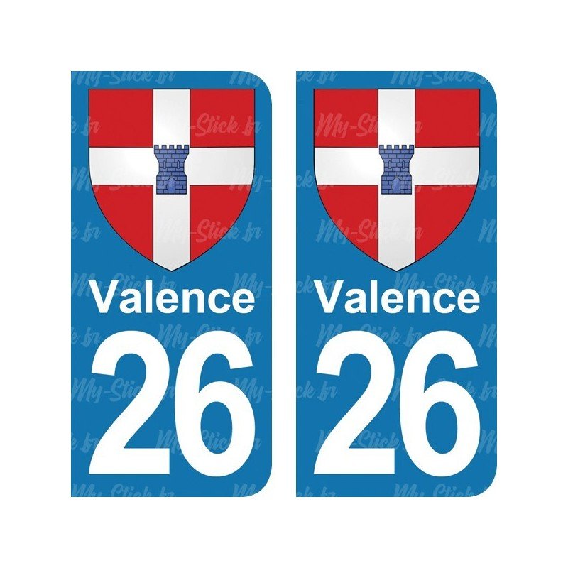 Blason Valence - Stickers plaque immatriculation 26