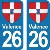 Blason Valence - Stickers plaque immatriculation 26