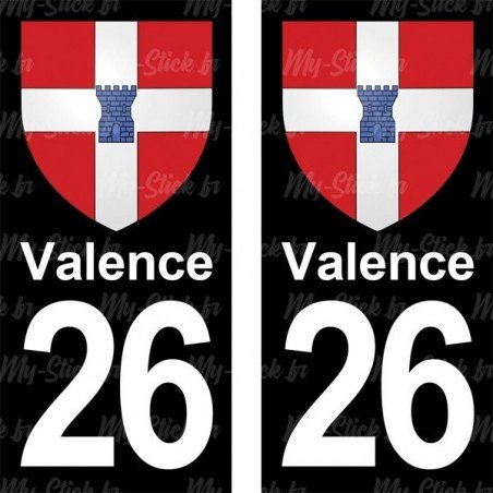 Blason Valence - Stickers plaque immatriculation 26