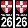 Blason Valence - Stickers plaque immatriculation 26