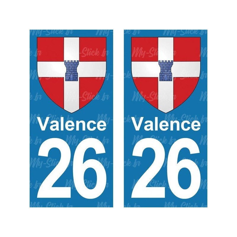 Blason Valence - Stickers plaque immatriculation 26