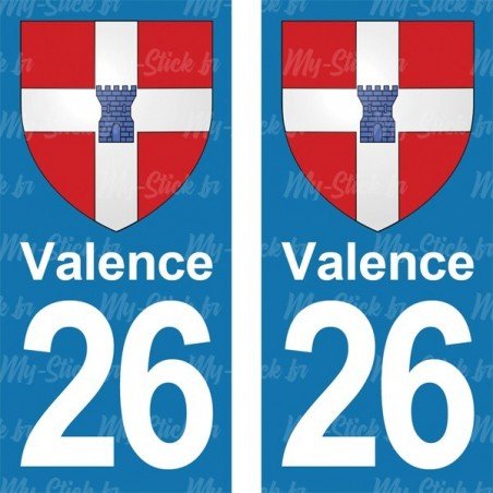 Blason Valence - Stickers plaque immatriculation 26