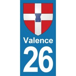 Blason Valence - Stickers plaque immatriculation 26
