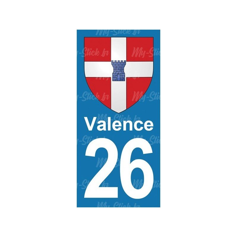 Blason Valence - Stickers plaque immatriculation 26