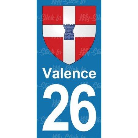 Blason Valence - Stickers plaque immatriculation 26