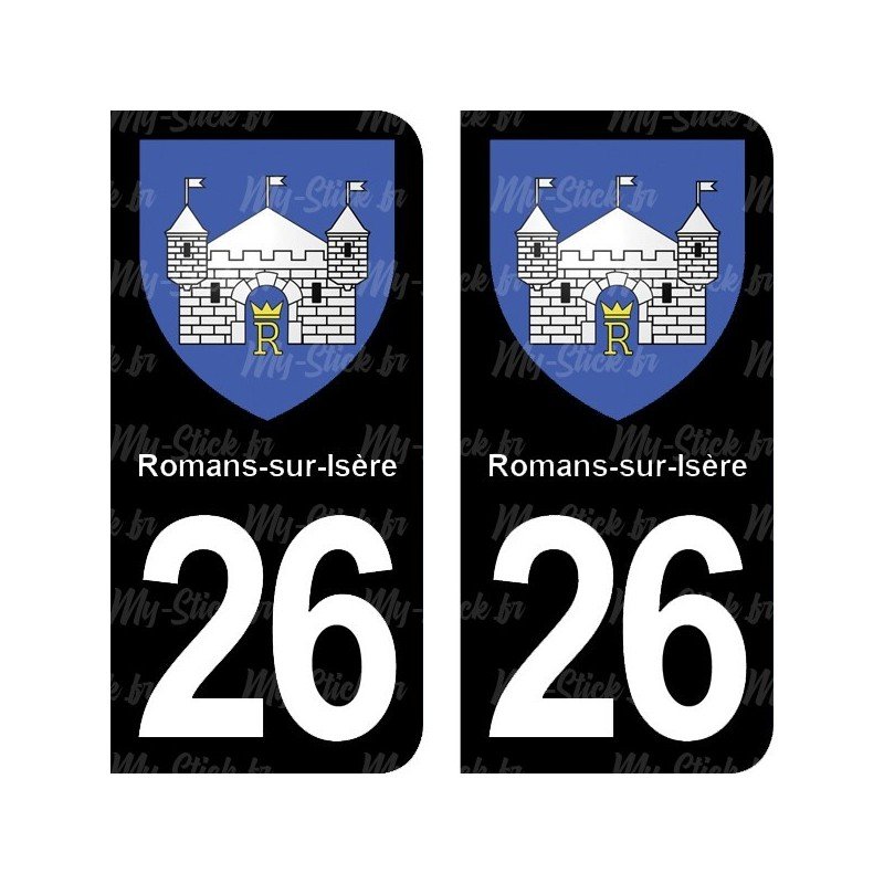 Blason Romans-sur-Isère - Stickers plaque immatriculation 26