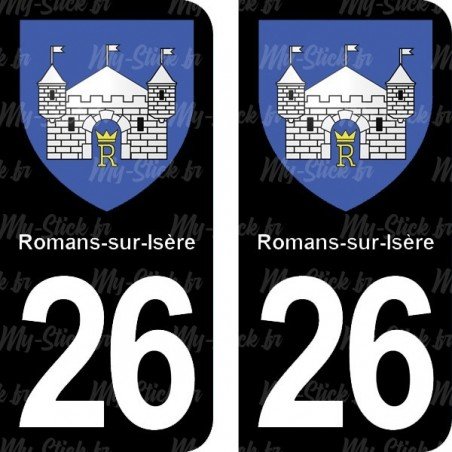 Blason Romans-sur-Isère - Stickers plaque immatriculation 26