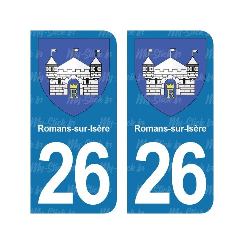 Blason Romans-sur-Isère - Stickers plaque immatriculation 26