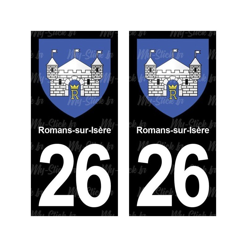 Blason Romans-sur-Isère - Stickers plaque immatriculation 26