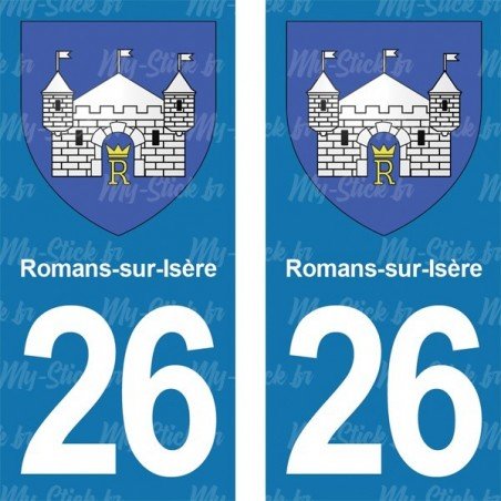 Blason Romans-sur-Isère - Stickers plaque immatriculation 26