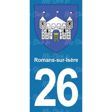 Blason Romans-sur-Isère - Stickers plaque immatriculation 26