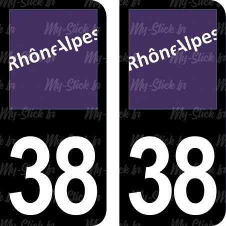 Stickers plaque immatriculation 38 Rhône-Alpes