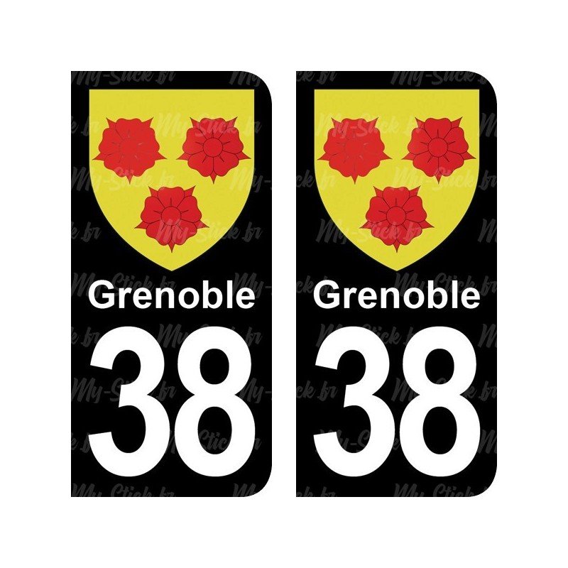 Blason Grenoble - Stickers plaque immatriculation 38