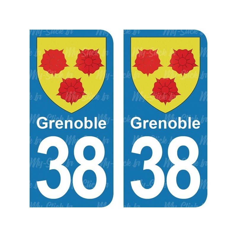 Blason Grenoble - Stickers plaque immatriculation 38