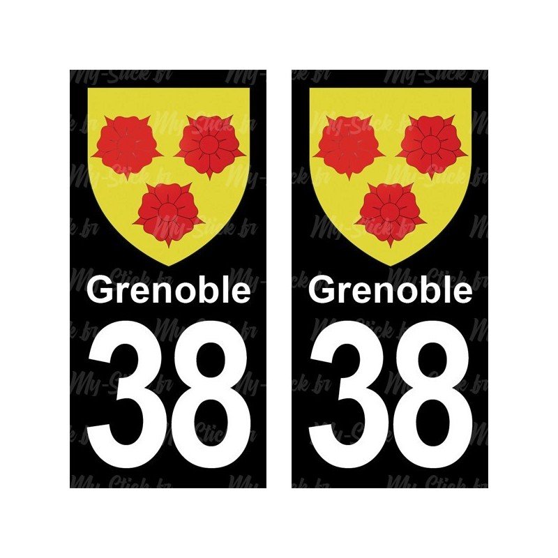 Blason Grenoble - Stickers plaque immatriculation 38