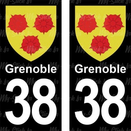 Blason Grenoble - Stickers plaque immatriculation 38