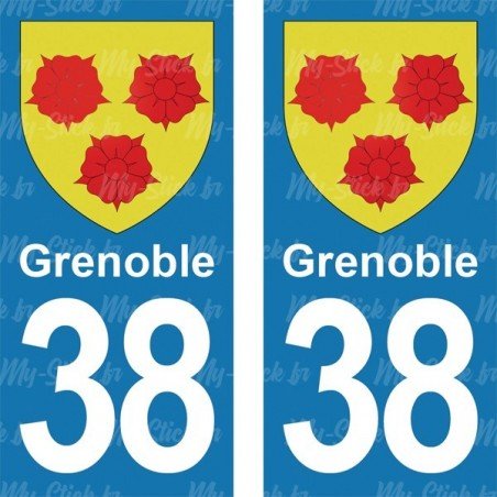 Blason Grenoble - Stickers plaque immatriculation 38