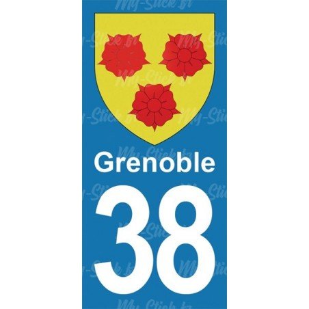 Blason Grenoble - Stickers plaque immatriculation 38