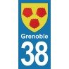Blason Grenoble - Stickers plaque immatriculation 38