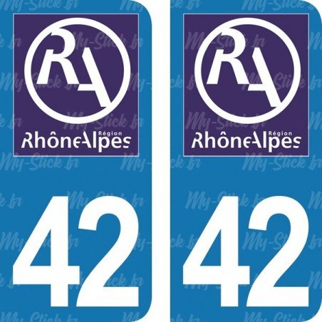 Stickers plaque immatriculation 42 Ancienne région logo RA