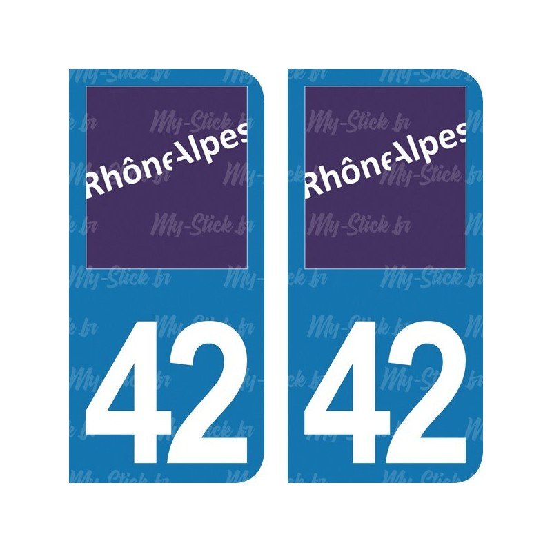 Stickers plaque immatriculation 42 Rhône-Alpes