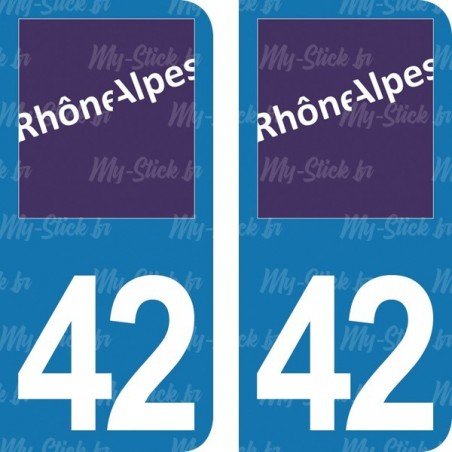 Stickers plaque immatriculation 42 Rhône-Alpes