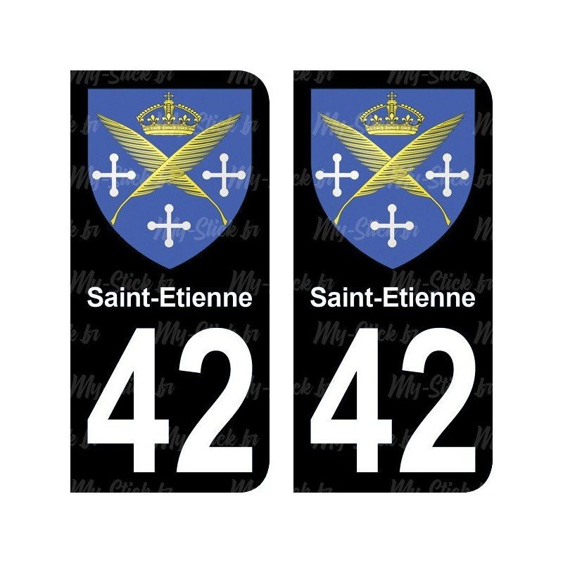 Blason Saint-Etienne - Stickers plaque immatriculation 42