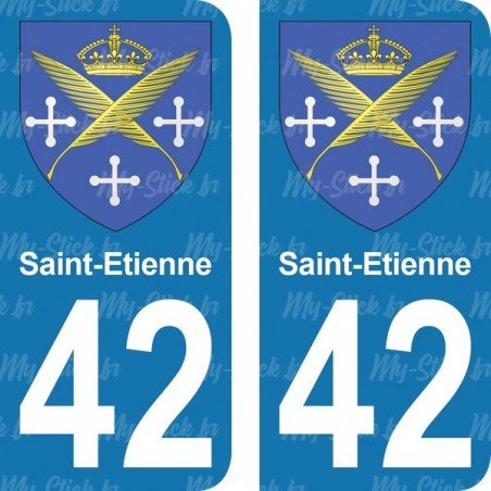 Blason Saint-Etienne - Stickers plaque immatriculation 42