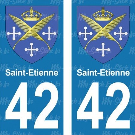 Blason Saint-Etienne - Stickers plaque immatriculation 42