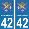 Blason Saint-Etienne - Stickers plaque immatriculation 42