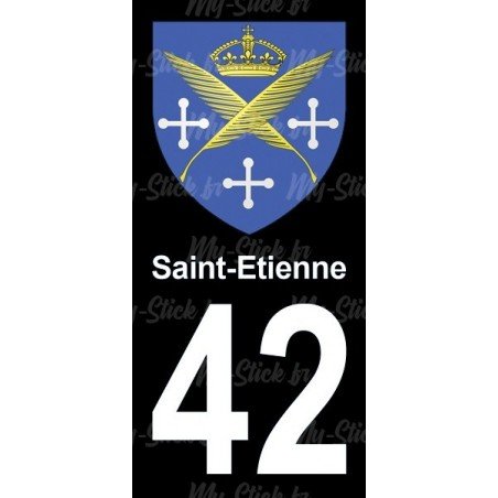 Blason Saint-Etienne - Stickers plaque immatriculation 42