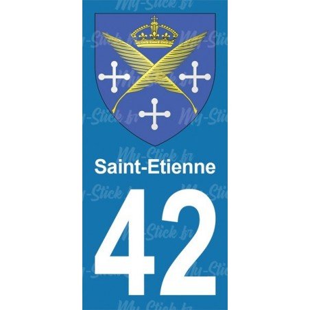 Blason Saint-Etienne - Stickers plaque immatriculation 42