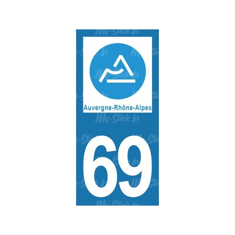 Stickers plaque immatriculation 69