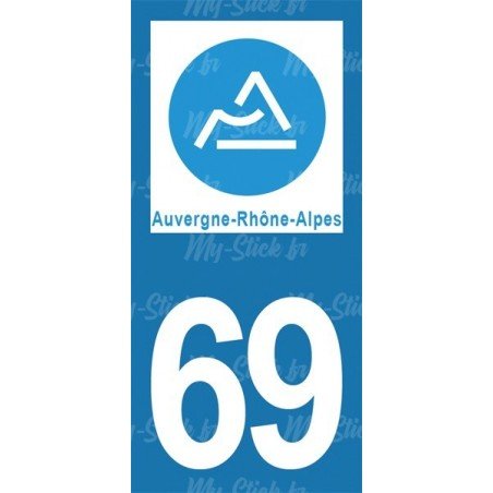 Stickers plaque immatriculation 69