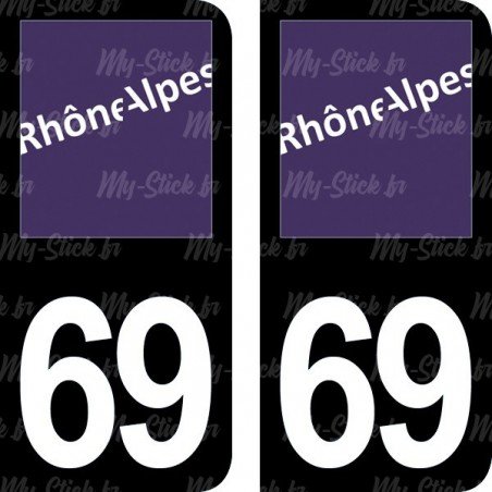 Stickers plaque immatriculation 69 Rhône-Alpes