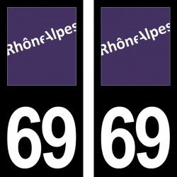 Stickers plaque immatriculation 69 Rhône-Alpes