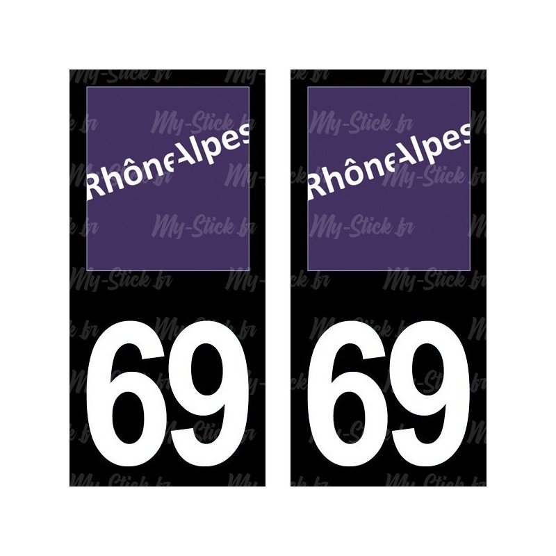 Stickers plaque immatriculation 69 Rhône-Alpes