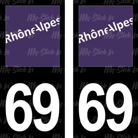 Stickers plaque immatriculation 69 Rhône-Alpes